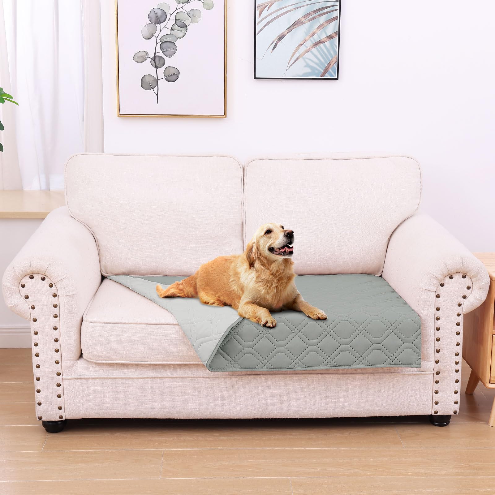 hyha Waterproof Dog Bed Blanket, Soft Pet Blankets, Waterproof Couch Cover for Dogs, Reversible Sofa Covers Washable for Furniture (30x70 Inch, Grey/Dark Grey)